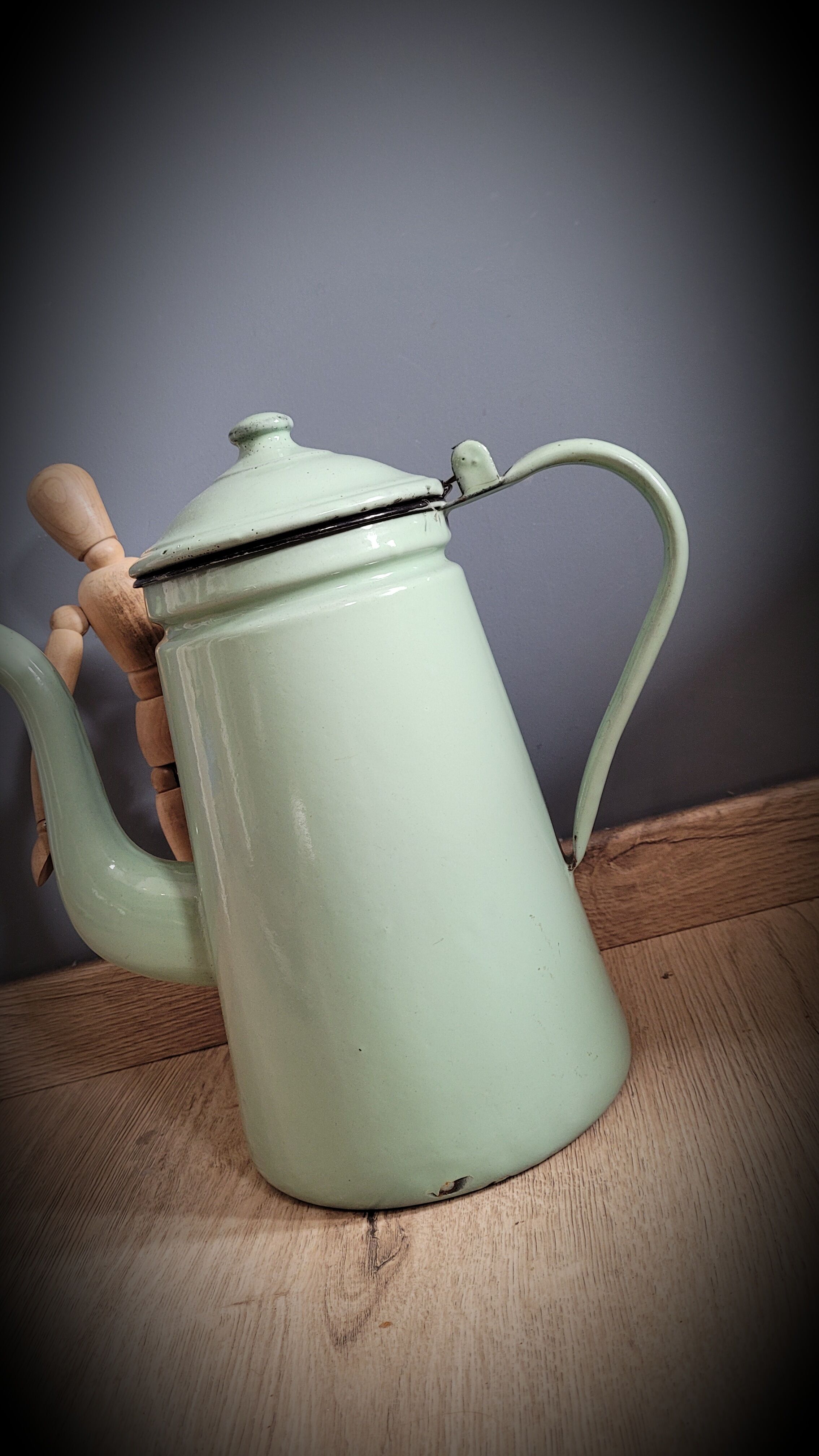 Light green enamelled coffee maker