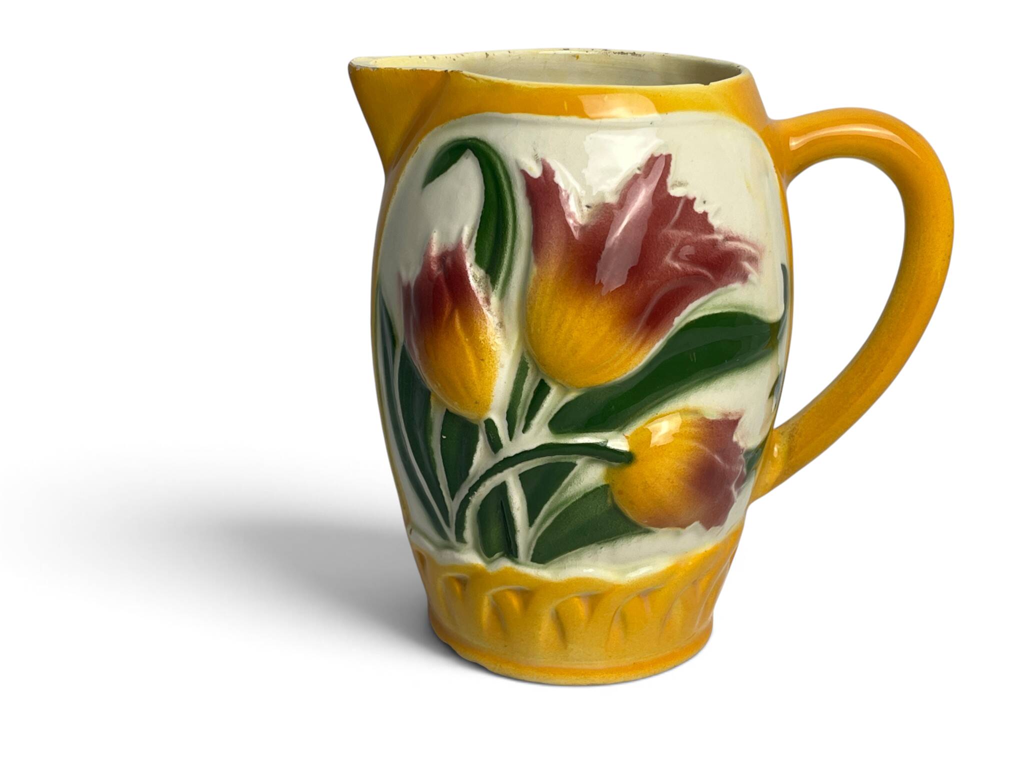 Poet Laval, jug barbotine tulips around 1940