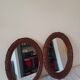Set of 2 round woven rattan mirrors — vintage bohemian style