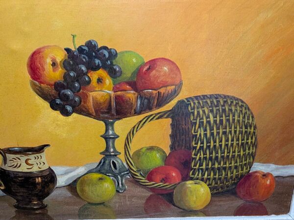 Ancien tableau nature morte fruit coupe Panier HST cadre Montparnasse