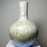 Vintage Jingdezhen Zhi porcelain globular vase with crystalline glazes.