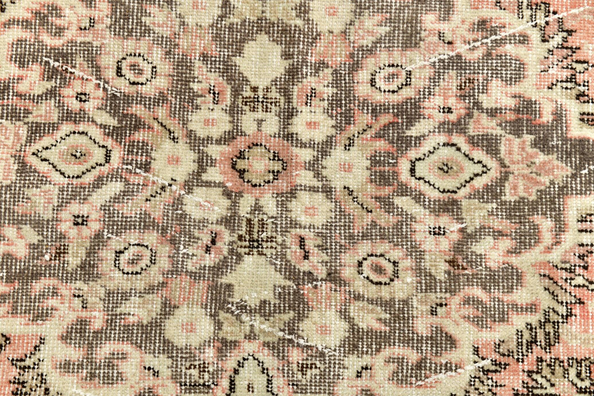 Powder Pink Hand Woven Anatolian Vintage Carpet Rug, 182x295 Cm