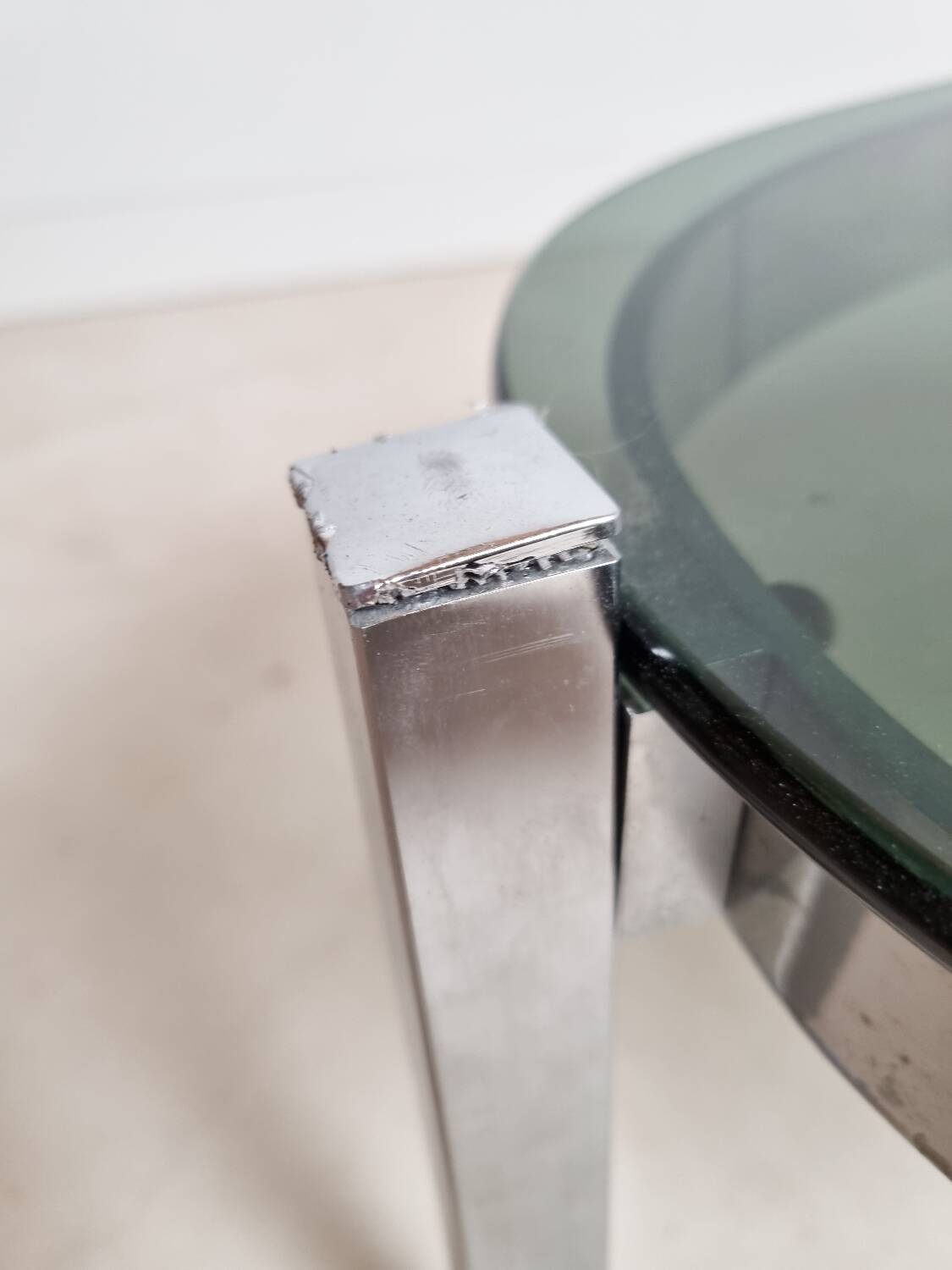 Vintage chrome and smoked glass coffee table