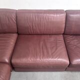 Brown leather modular sofa by De Sede; DS76, 1970s (corner)