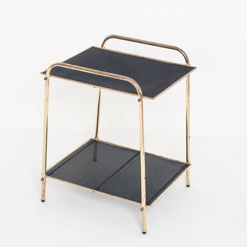 Vintage side table in gilded and painted iron. France, 1950s.