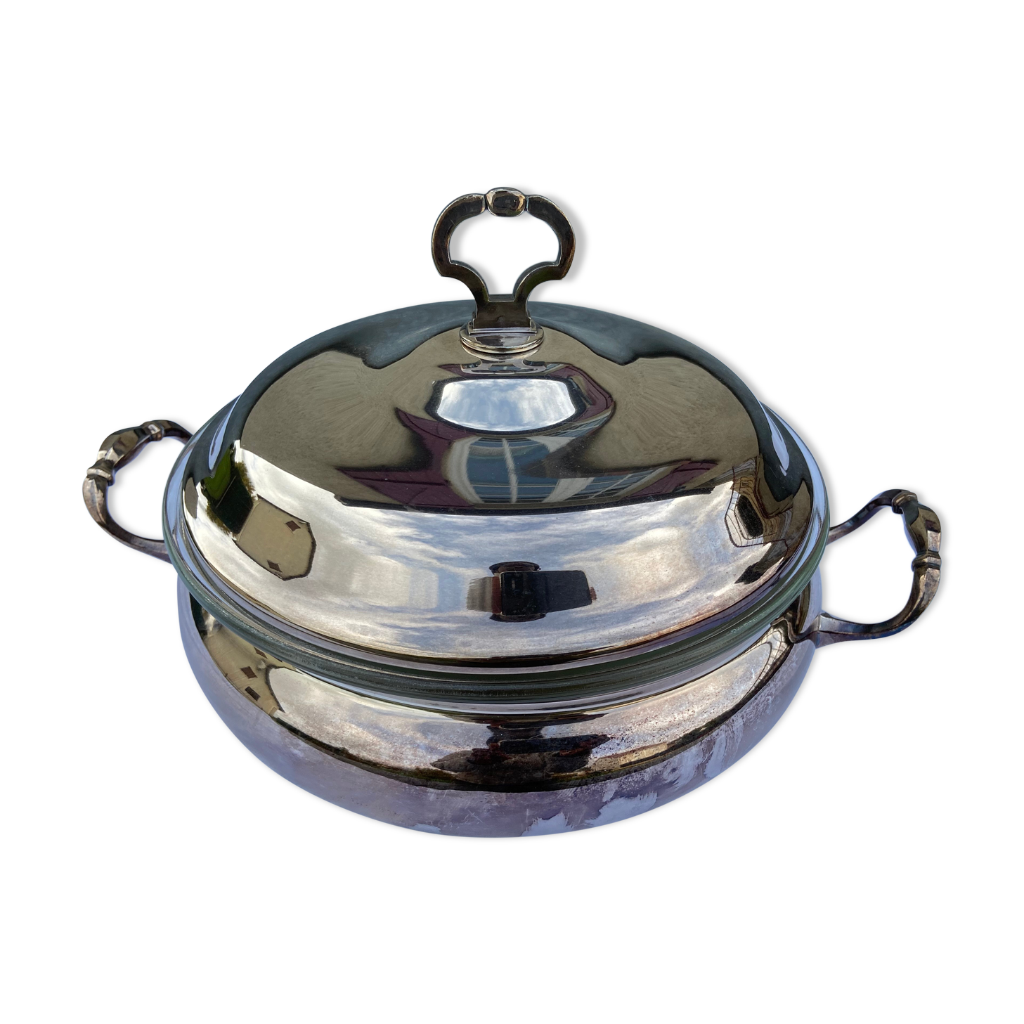 Silver-plated metal vegetable tureen