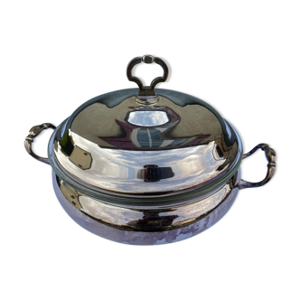 Silver-plated metal vegetable tureen