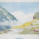 René LEVERD: Switzerland, Brüning Pass, Original signed watercolor