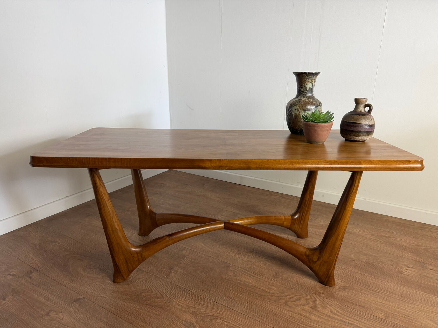 Vintage wooden coffee table – sculptural base