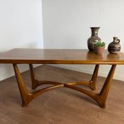 Vintage wooden coffee table – sculptural base
