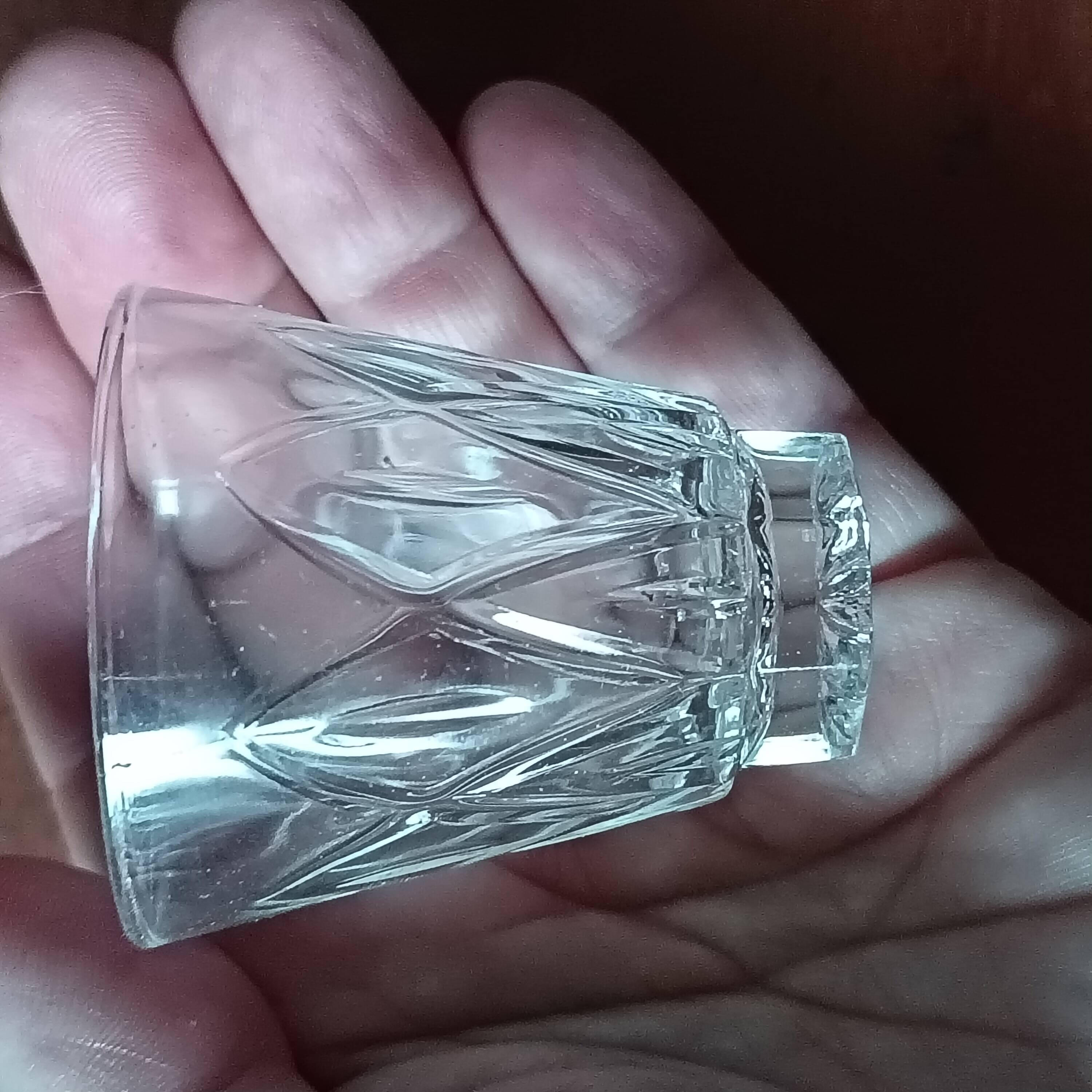 6 vintage VMC Reims France tempered glass liqueur glasses (8 cl capacity)