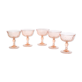 Champagne or dessert cups 5 in pink glass, Rosaline, from the Arcoroc brand
