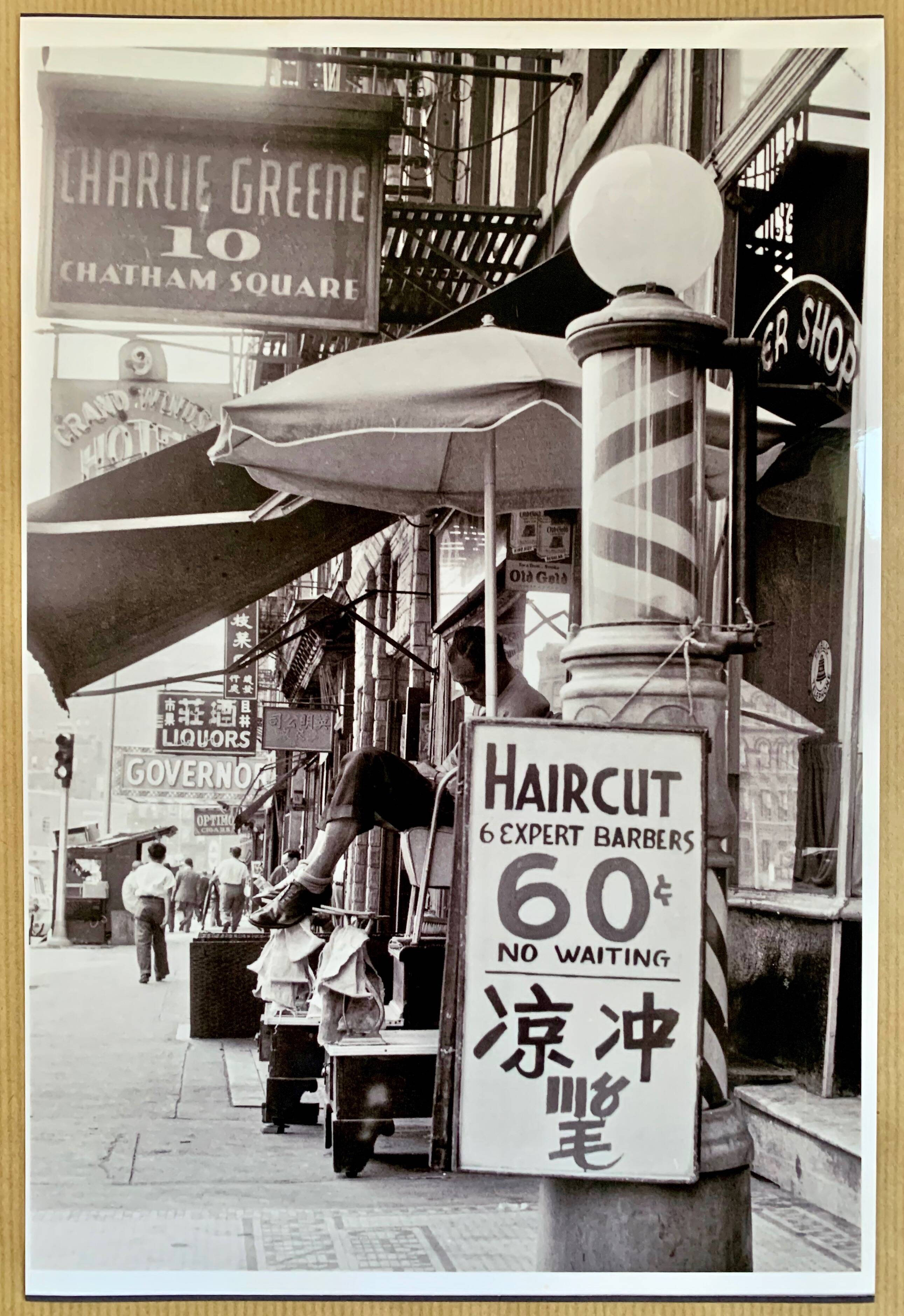 Timeless Street Scene – Barber Shop, Chatham Square, Chinatown (1956)