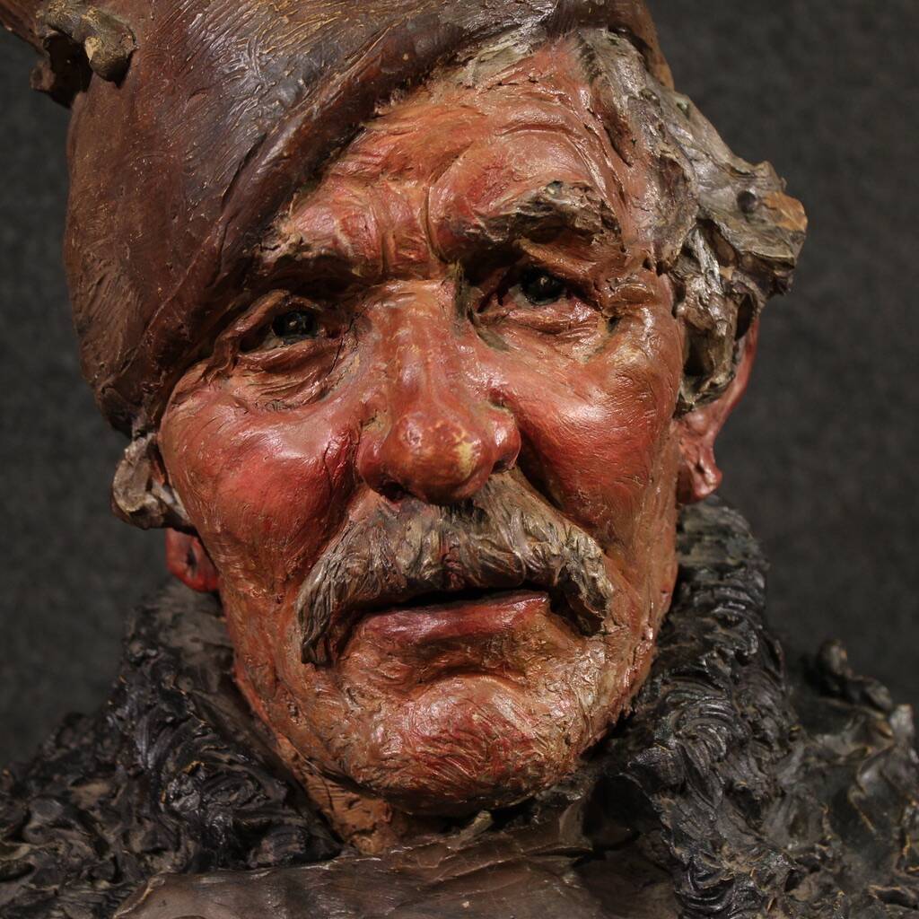 Italian terracotta sculpture of a fisherman from the 20th century