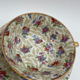 Set of 8 Limoges porcelain coffee cups from France with floral and gold pattern