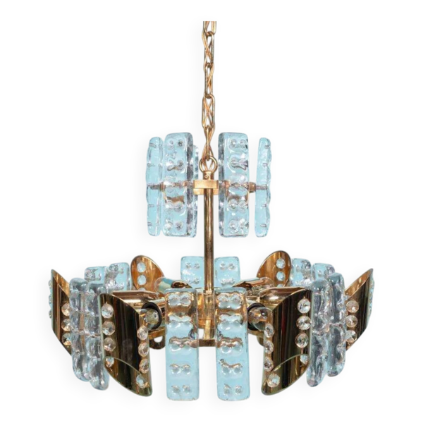 Suspension en cristal doré Midcentury Orrefors, Fagerlund — Beyit