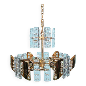 Midcentury gold crystal suspension by Orrefors, Fagerlund