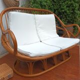 Rattan bench 70s