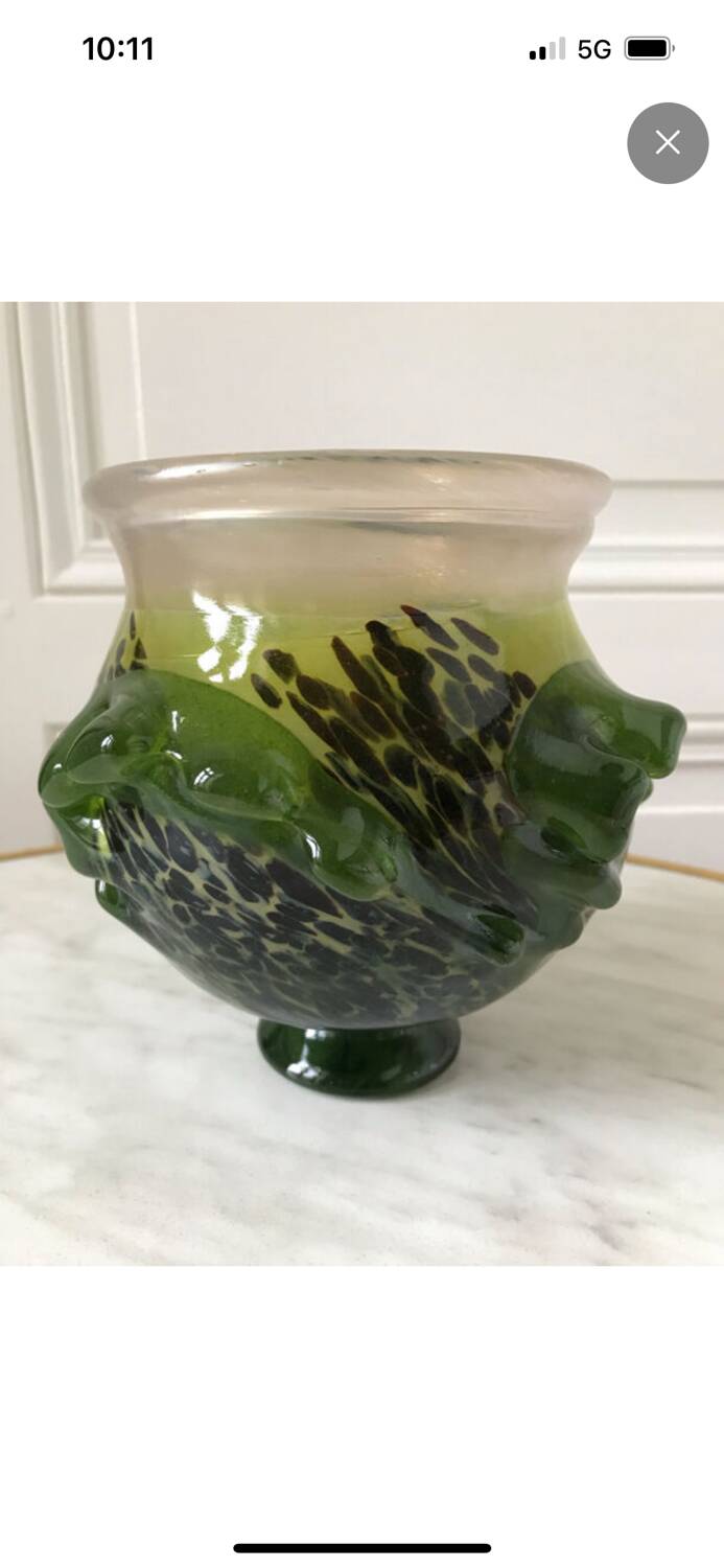 Patrick Lepage blown glass candle holder