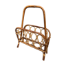 Magazine holder Bamboo and rattan vintage 1960