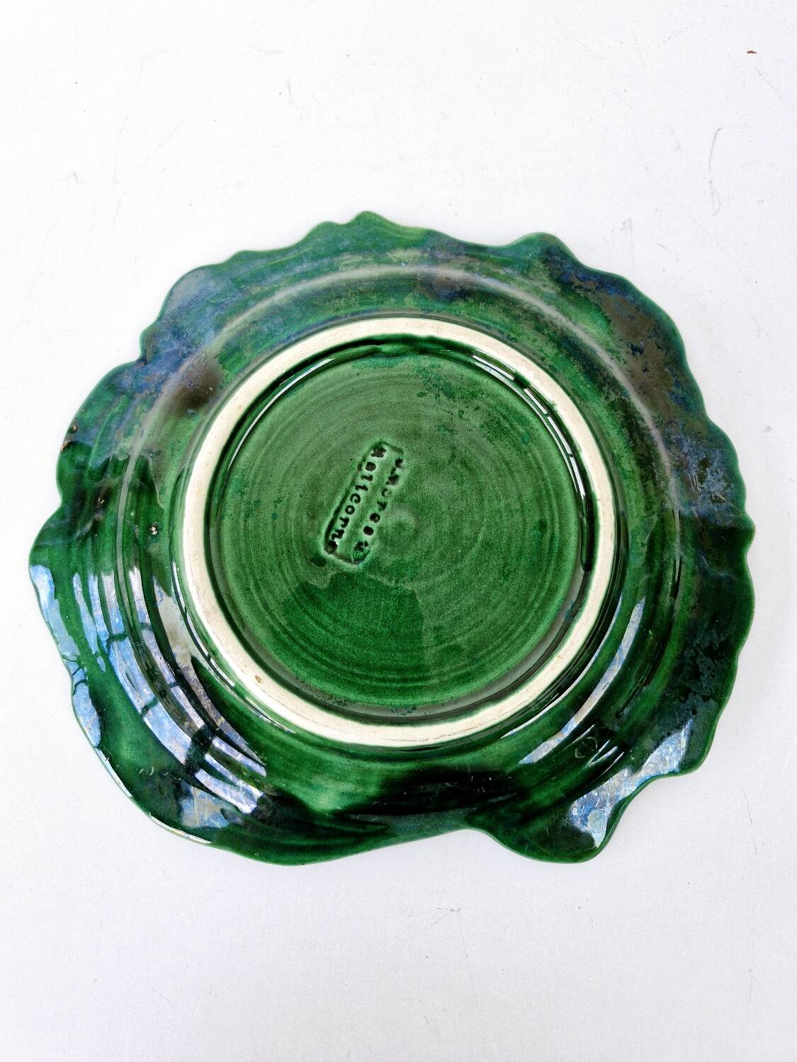Malicorne Cabbage Barbotine Ceramic Dish Plate Signed Jules Moreau