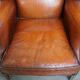 Set of 2 English style sheepskin leather wingback armchairs