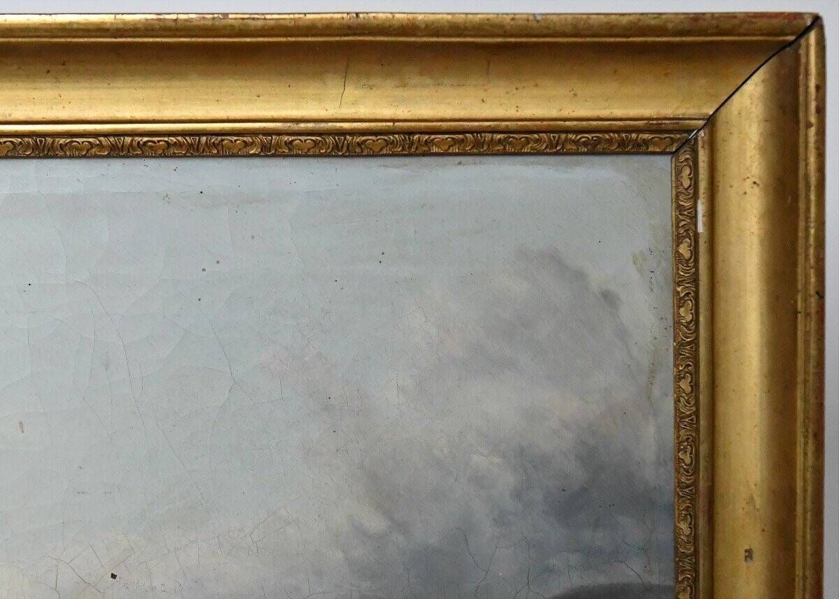 French school of the 19th century Oil on canvas House by the river
