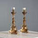 Pair of antique carved wooden candlesticks, Italy, 19th century