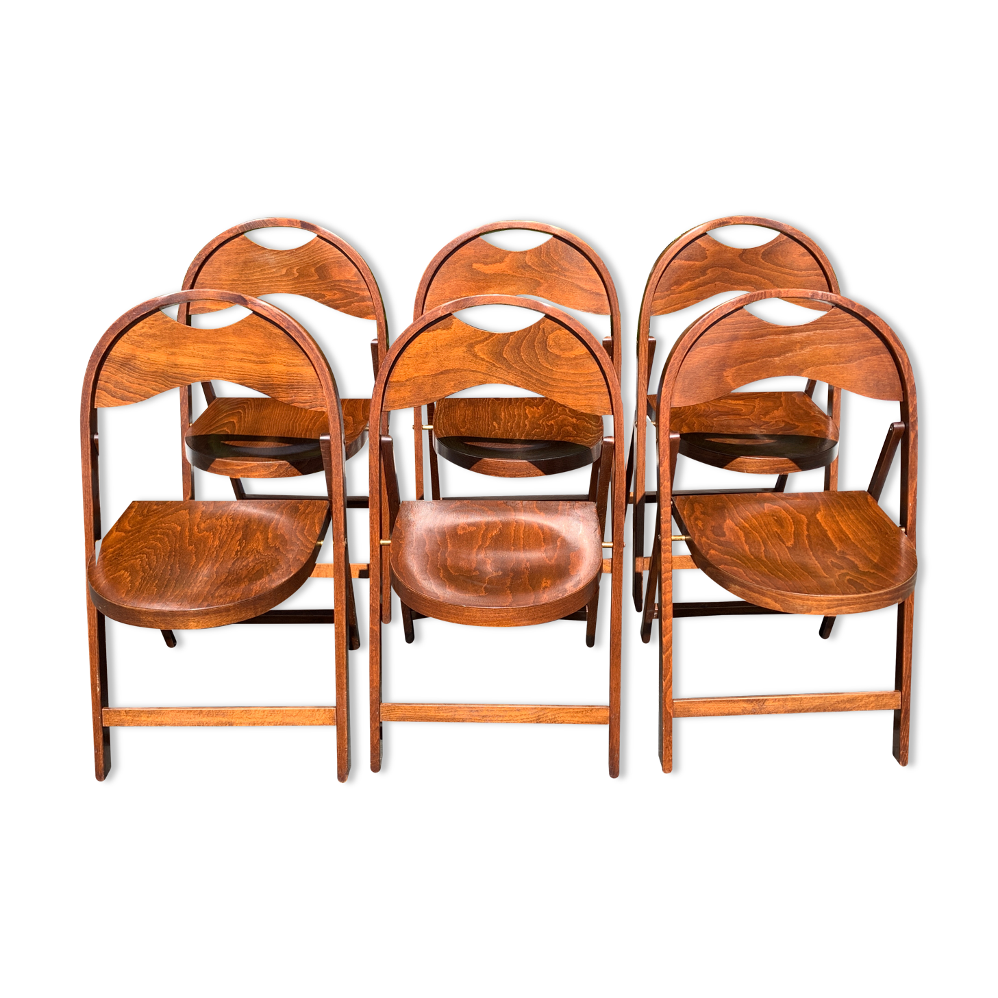 6 wooden folding chairs Stol Kamnik Yugoslavia design Zascitni Zhak