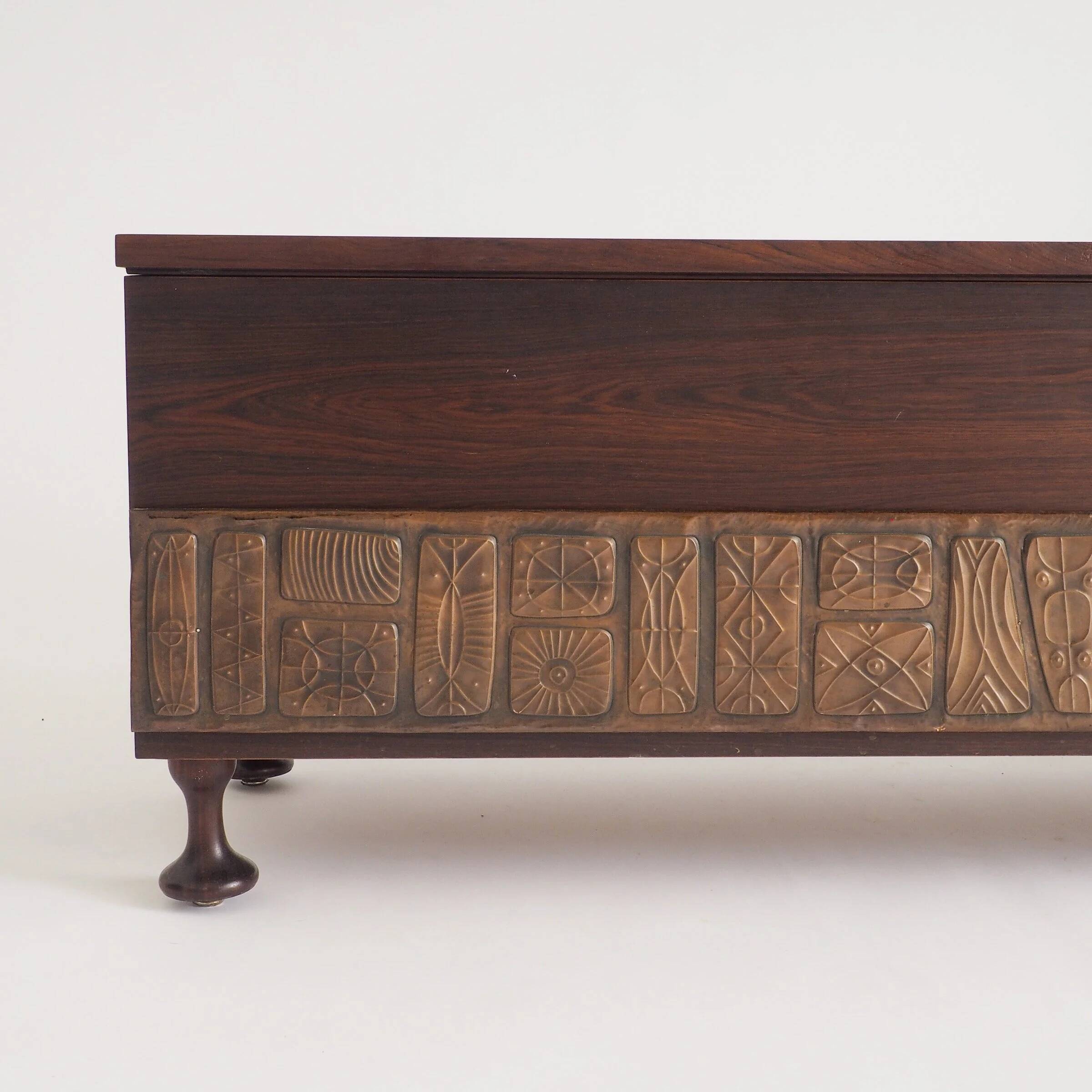 Italian brutalist rosewood chest by Santambrogio & De Berti