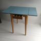 1950’S Blue Formica Drop Leaf Kitchen Dinning Table With Wooden Legs, Vintage, Retro, Mid Century.