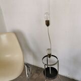 Floor lamp seventies totem, chrome and suede