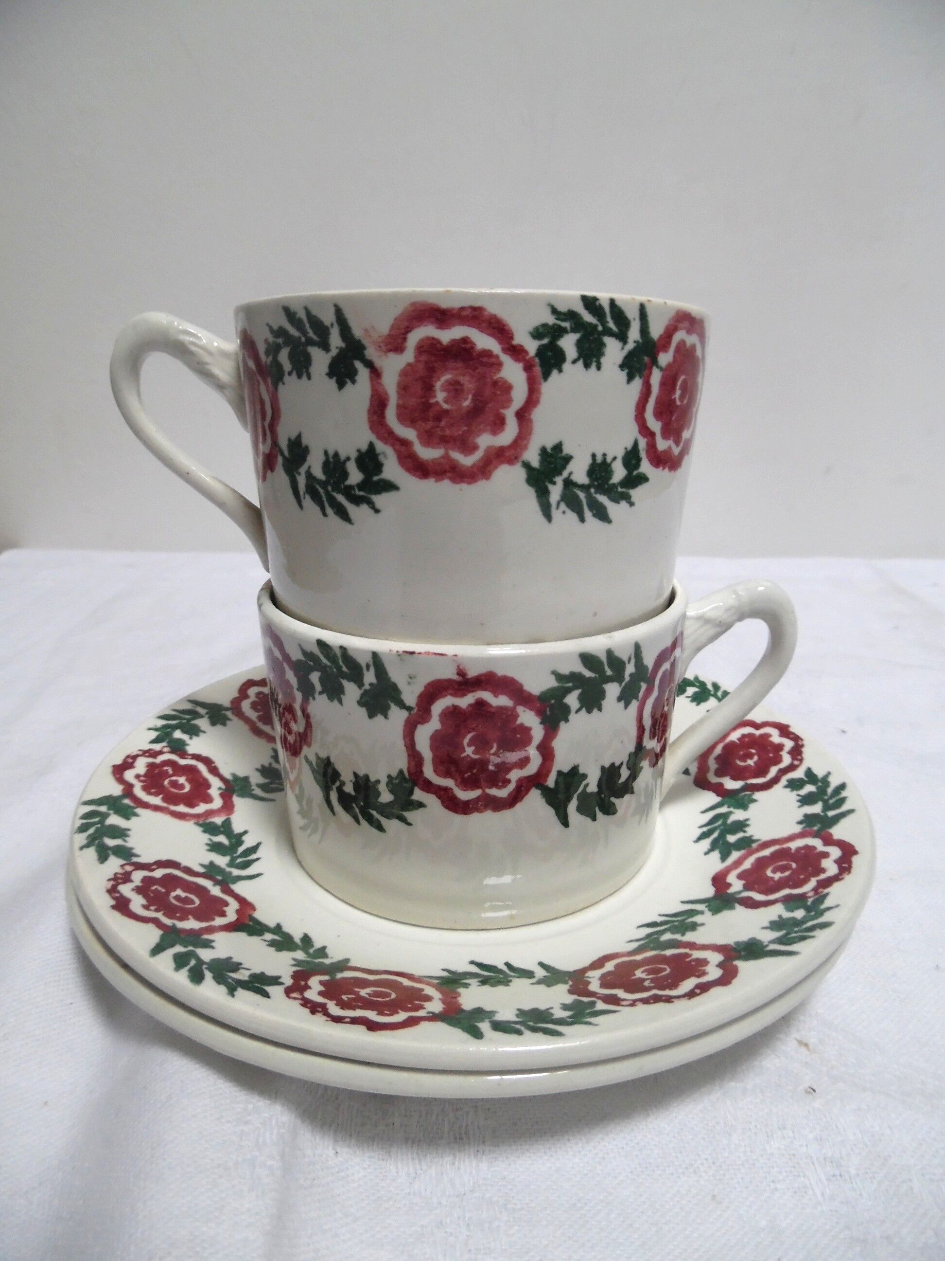 Duo of cups and saucers ceramic st amand