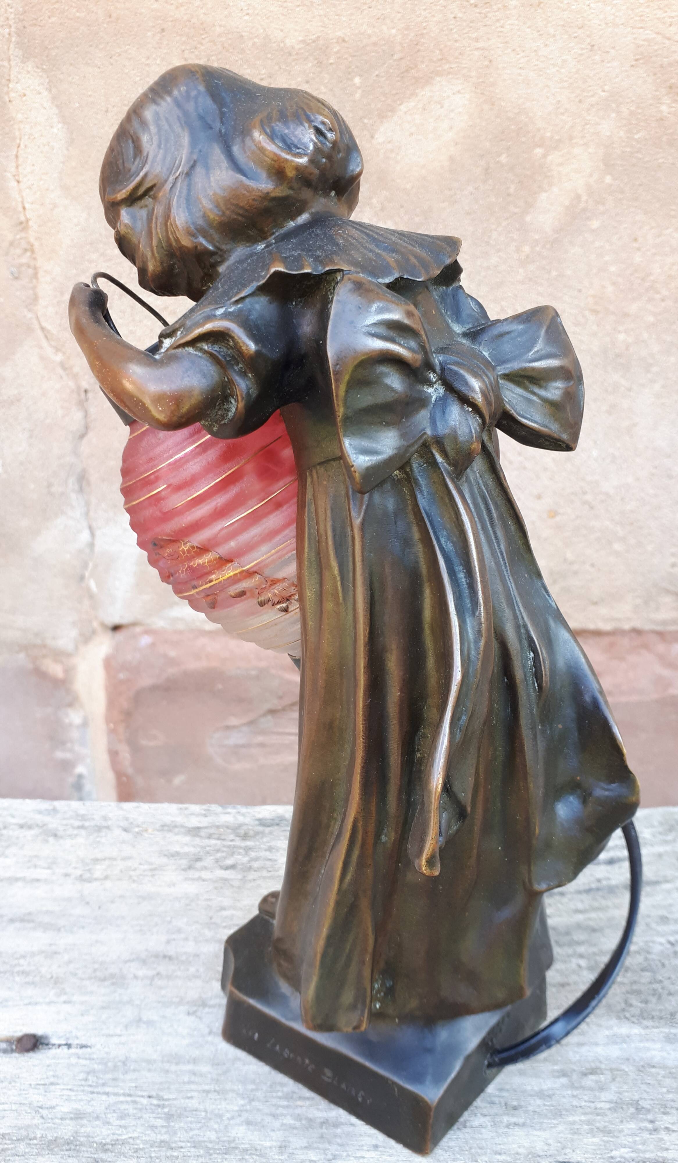 Art nouveau bronze lamp, by léo laporte blairsy et daum