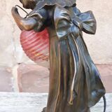 Art nouveau bronze lamp, by léo laporte blairsy et daum
