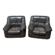 Pair of patinated leather club armchairs