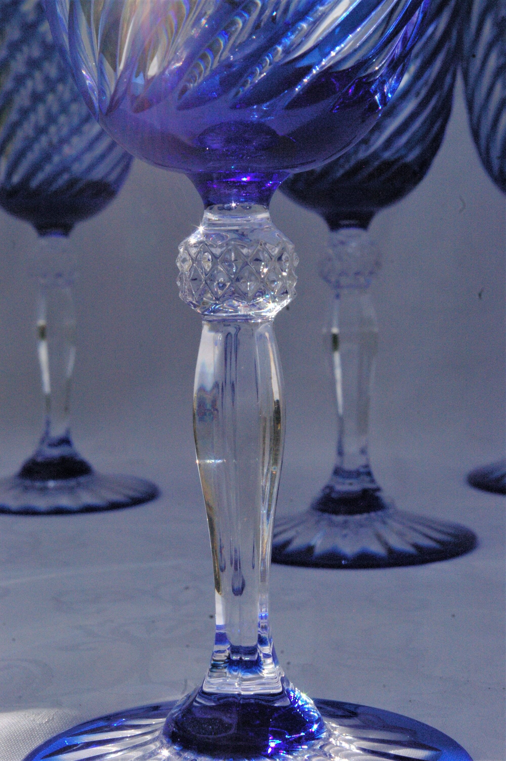 Cristal d'Arques - 6 Verres à eau modèle Valse bleue - Cristal double couche