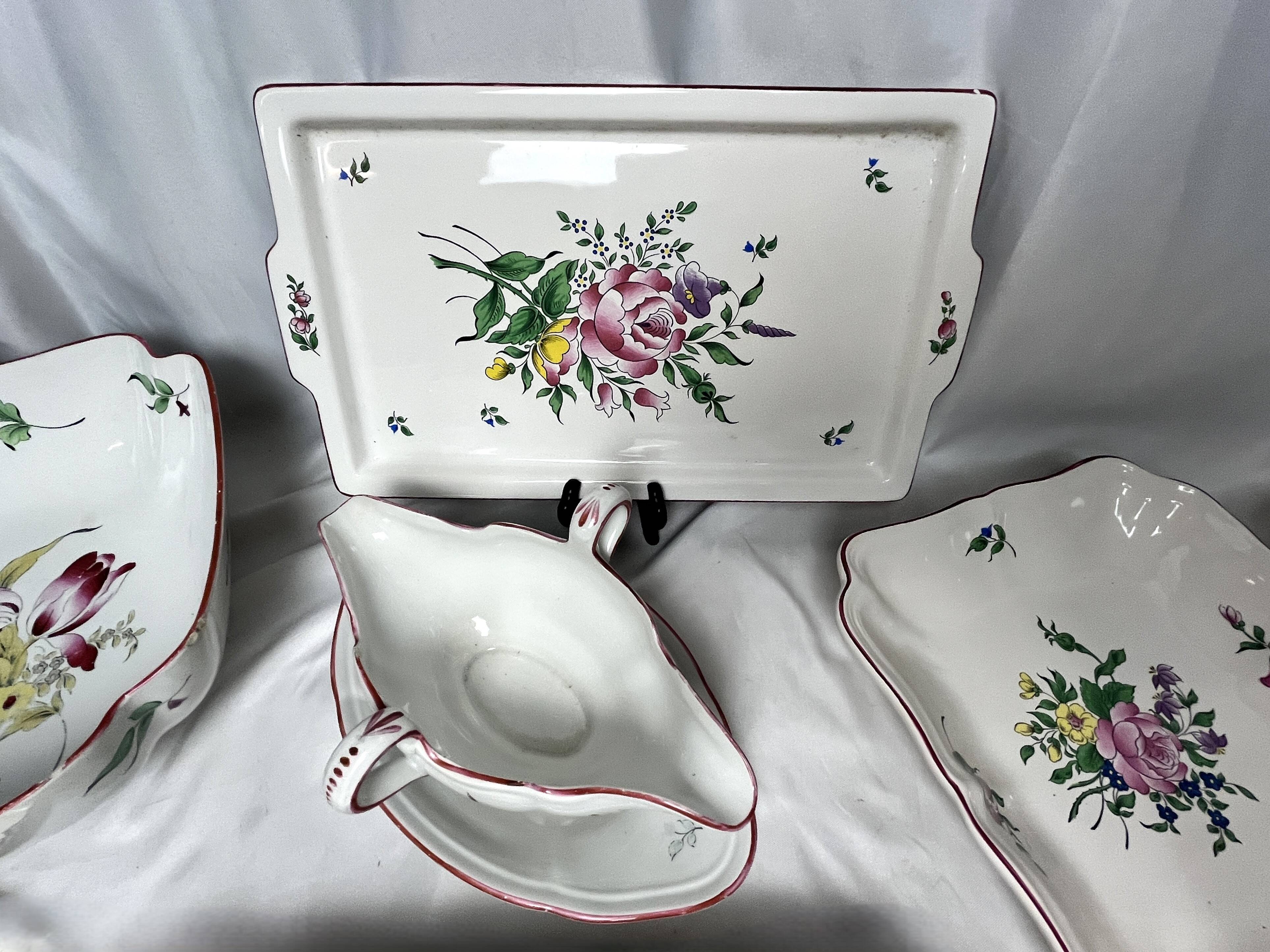42-piece Lunéville KG tableware set with floral decoration, 20th century