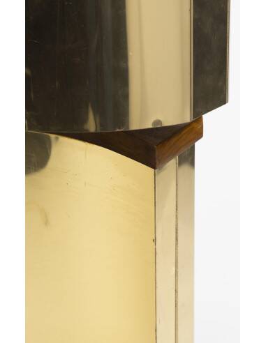 1970s brass and wood table lamp