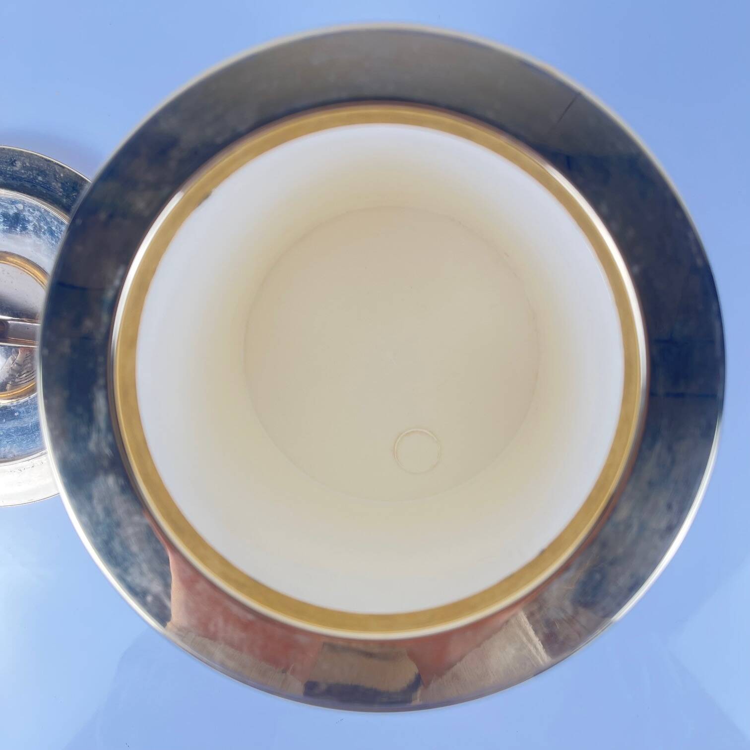 Vintage ice bucket with a magnifying effect – golden lid, 1970.