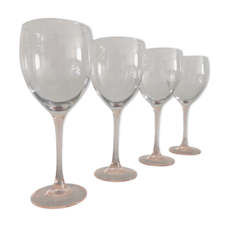 4 verres à eau Luminarc pieds rose