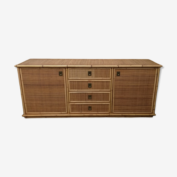 Sideboard Dal Vera Firenze 1970s rattan & bamboo