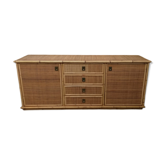 Sideboard Dal Vera Firenze 1970s rattan & bamboo