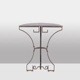 Pair of half-moon shaped console tables. Work of art craftsmanship.