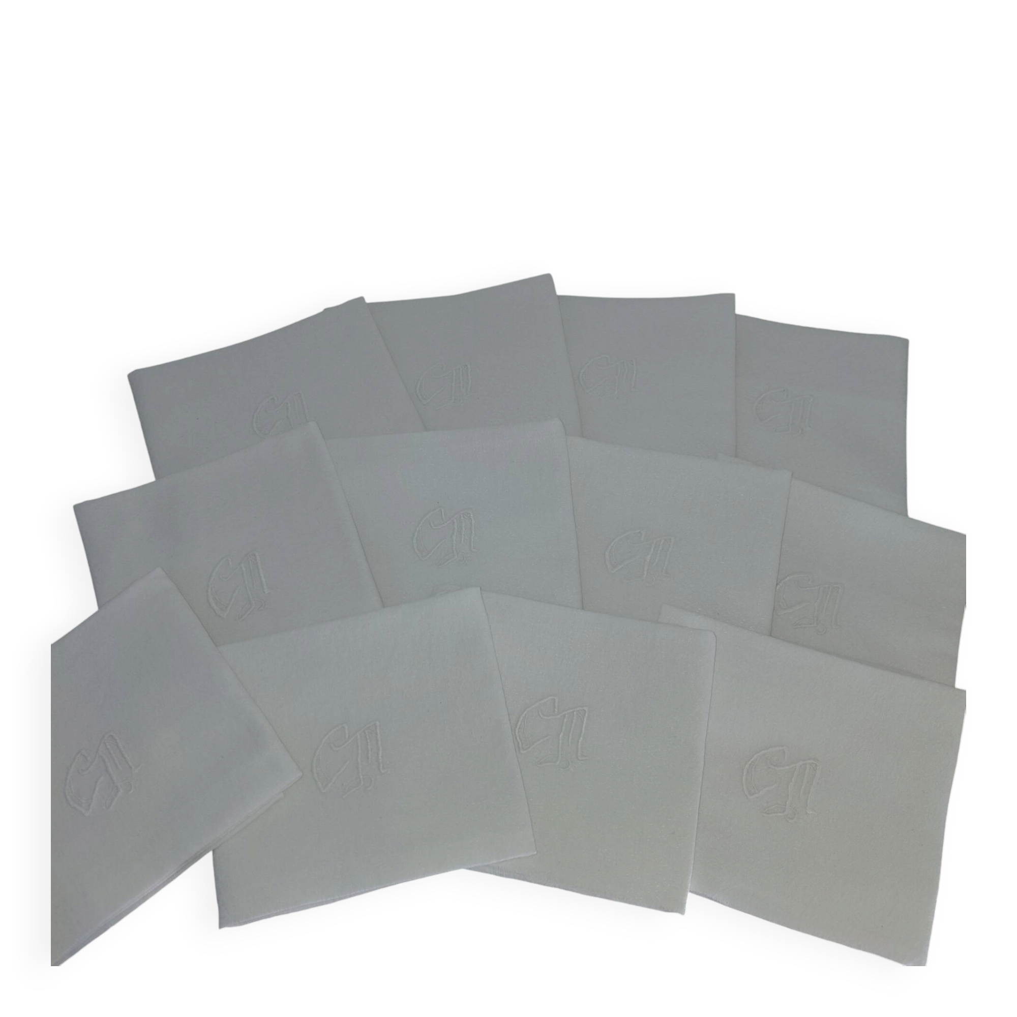 12 serviettes de table anciennes coton blanc monogramme CM