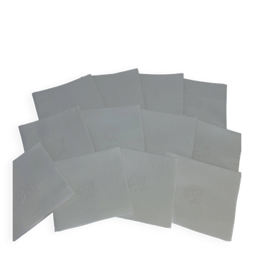 12 old cotton table napkins white monogram CM