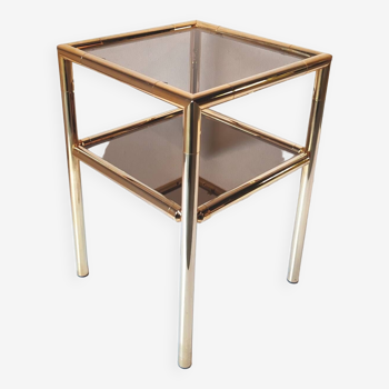 Brass and glass end table from the 70s