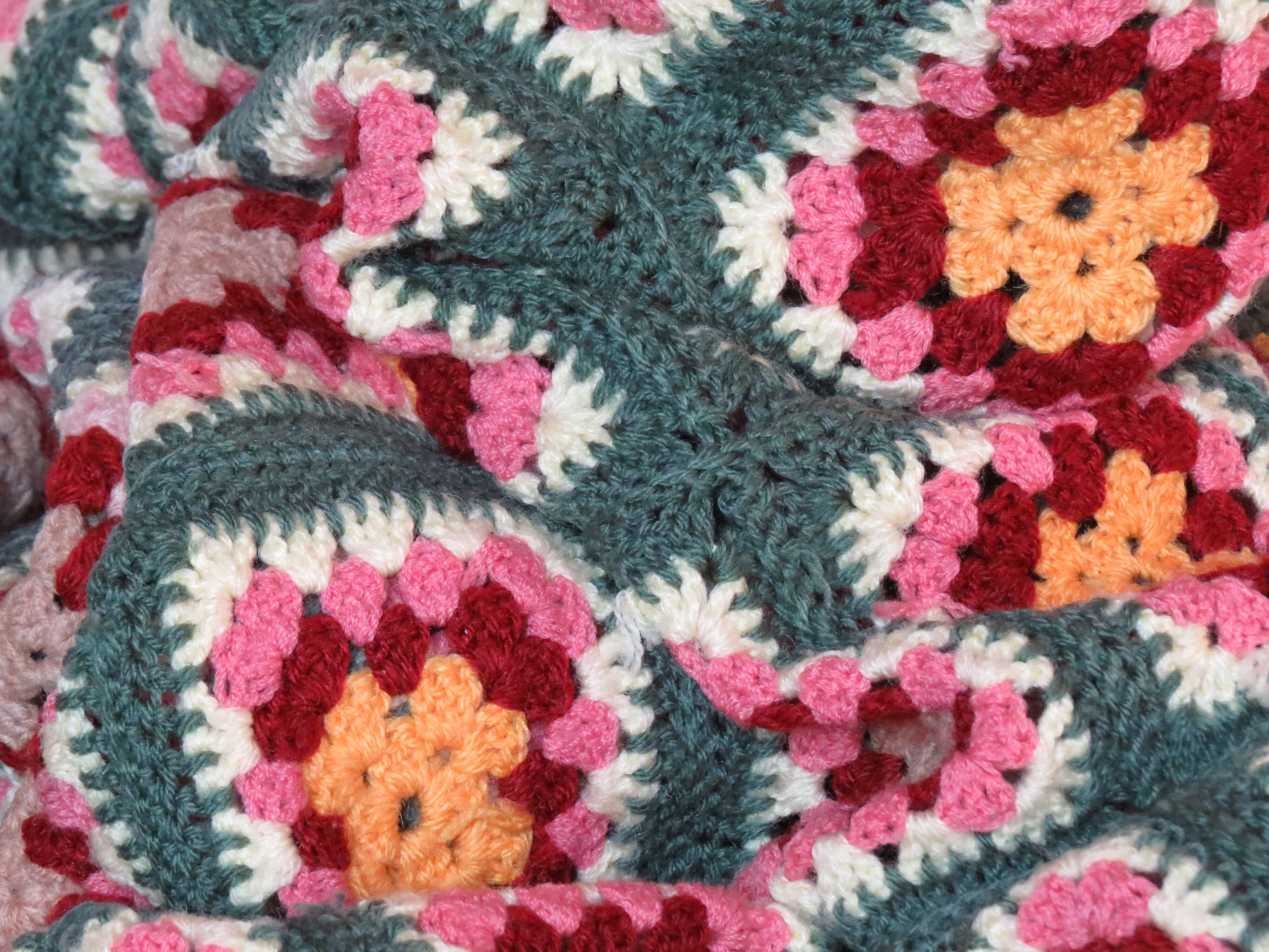 70's crochet blanket - handmade -