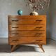 Vintage oak chest of drawers with 4 drawers and splayed legs