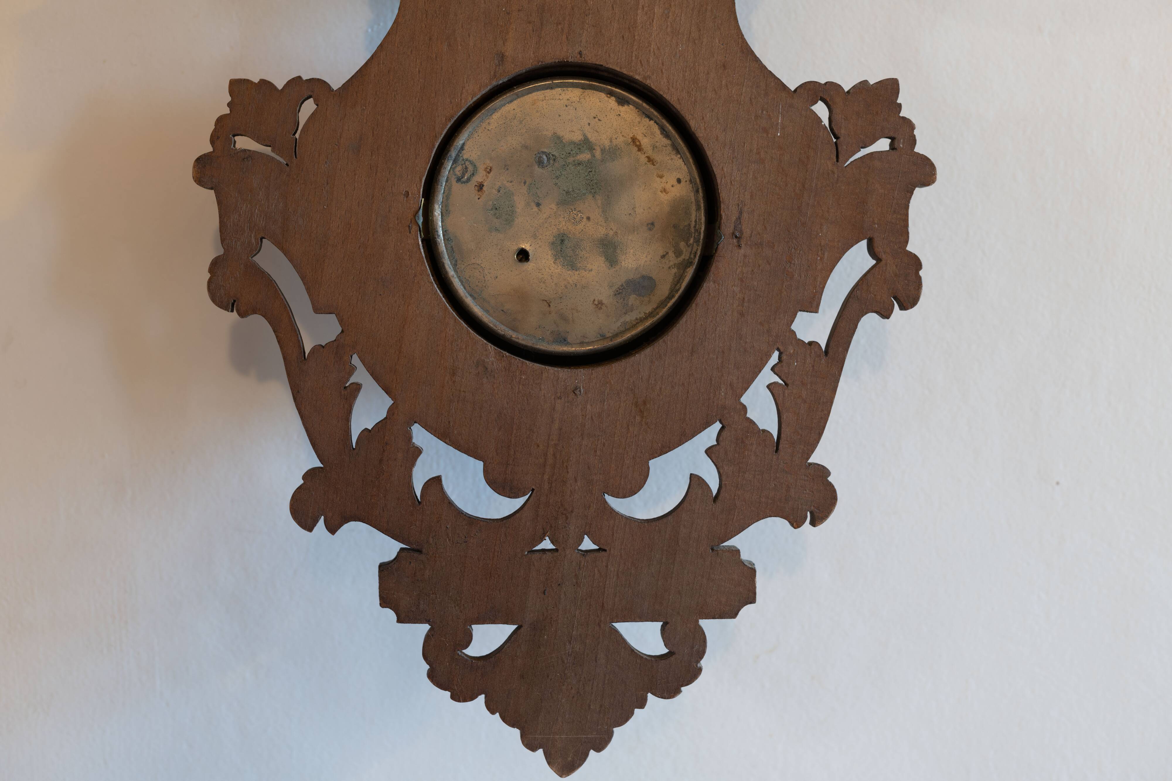 Henri II barometer and thermometer in carved wood